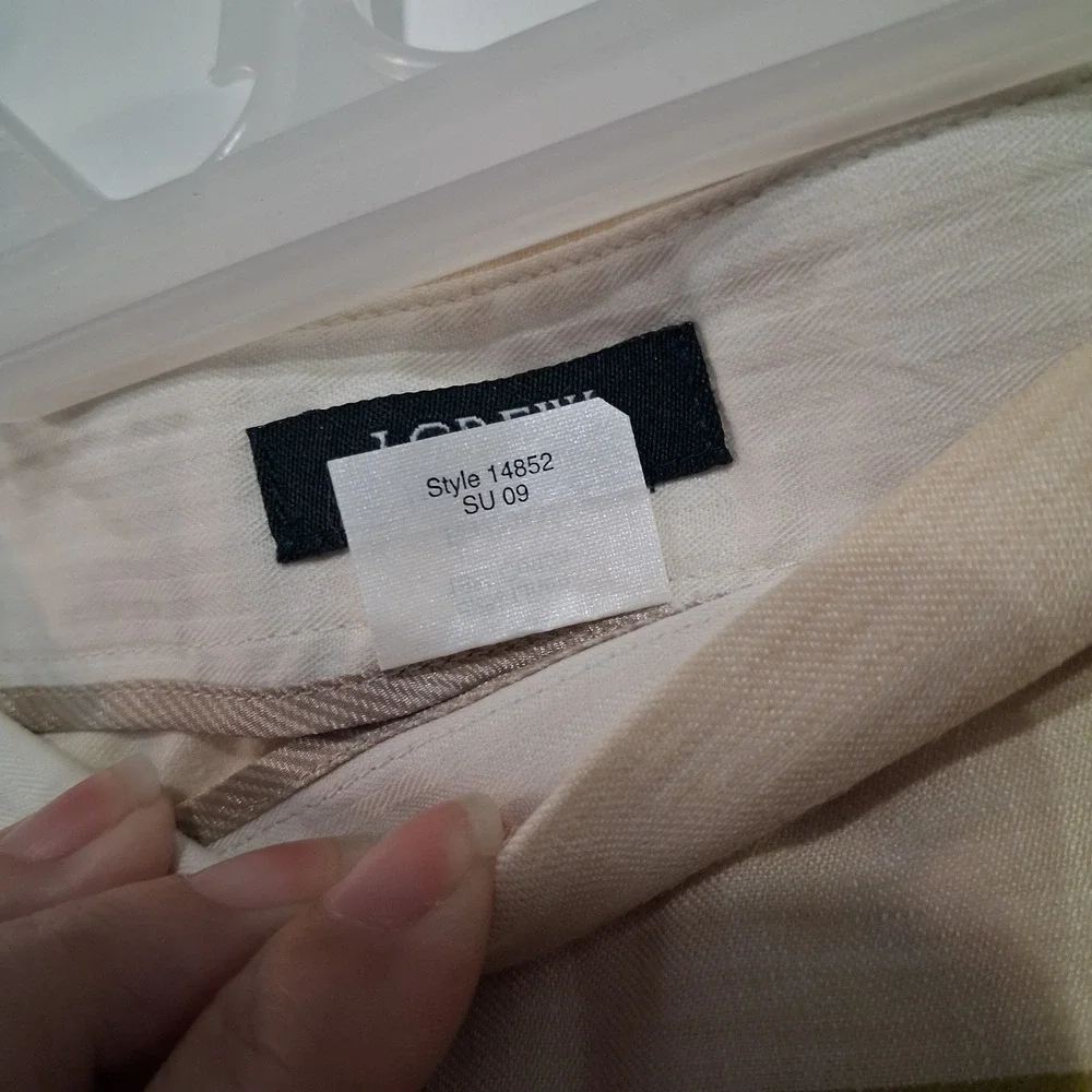 J.Crew Mini Skirt Womens 10 Green Striped Linen Blend Casual Preppy Summer 14852